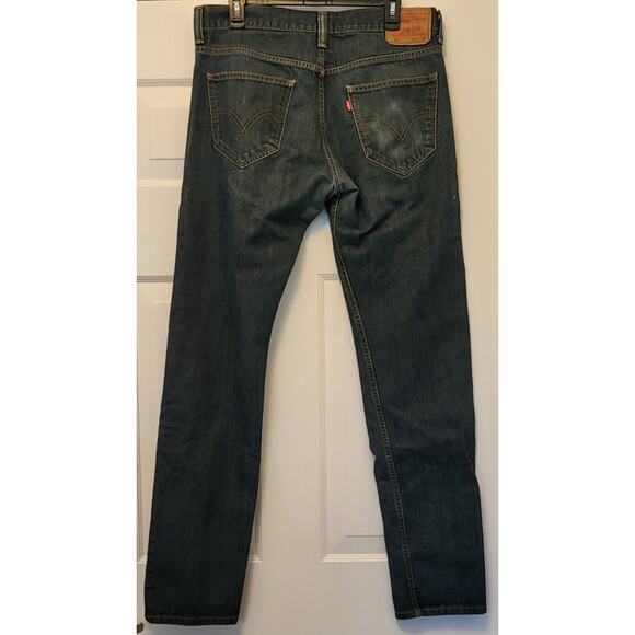 Vintage Levis 521 Slim Taper Denim Jeans Mens 34”x 36” Med-Wash EUC Red Tab - Picture 11 of 16